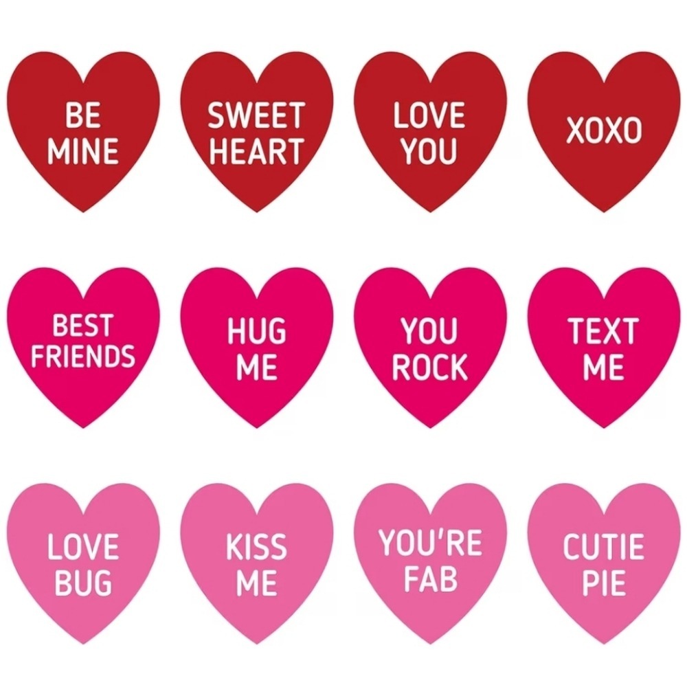 480pc Valentines Day Conversation‎ Heart Stickers Red Pink 1.5in Bulk Kids Craft